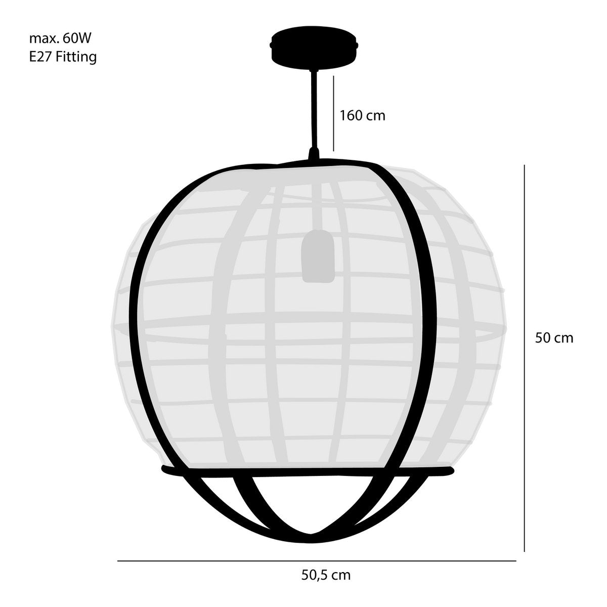 Pella Hanglamp Linnen Off-white H50 x Ø51cm