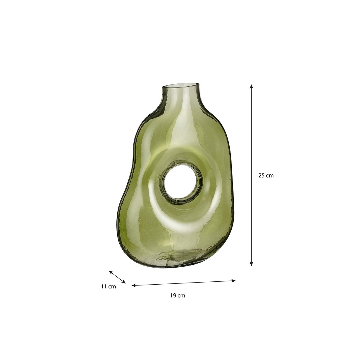 Vase Glass Light Green L19 x W11 x H25 cm