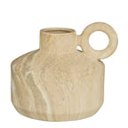 Beige keramieken vaas met smalle opening in moderne woonkamer