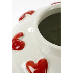 Hearts Vaas - Keramiek - H33 x Ø30 cm - Wit/Rood