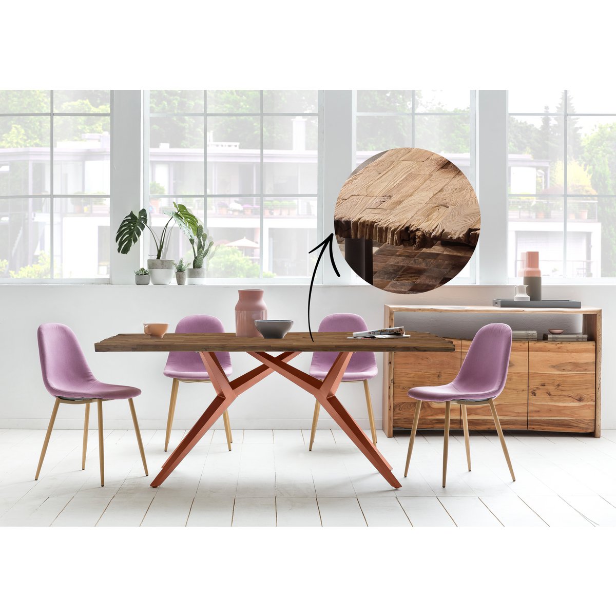 Dining table 220x100 cm with iron frame
