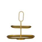 Gouden metalen etagère met twee lagen in moderne woonkamer