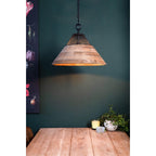 Hanglamp Hout en Zwart Ø50x30cm
