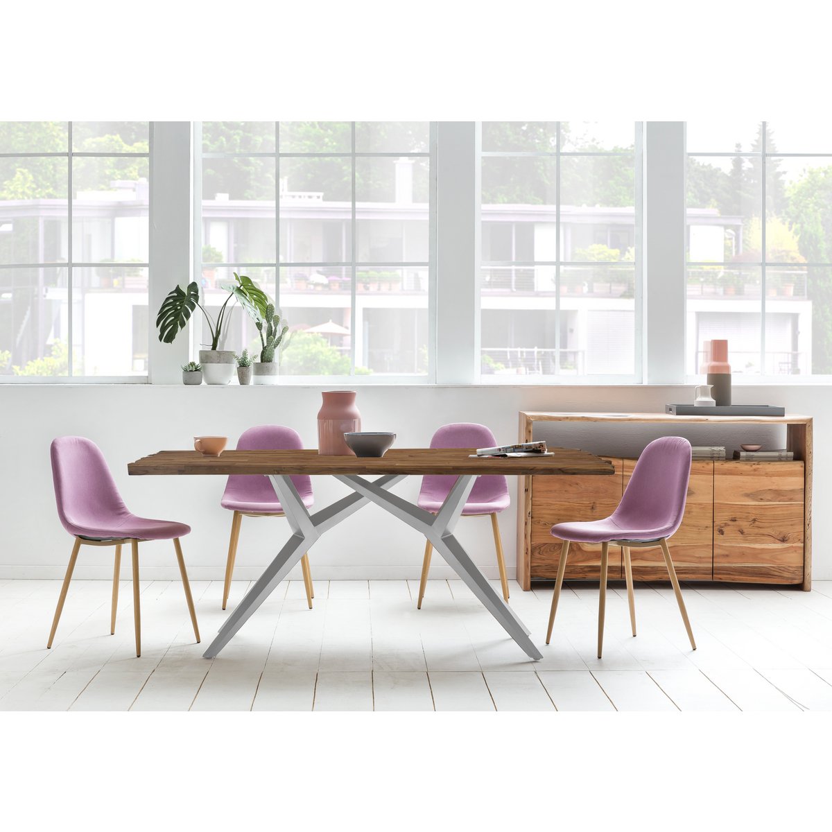 Dining table 200x100 cm Wood and Iron