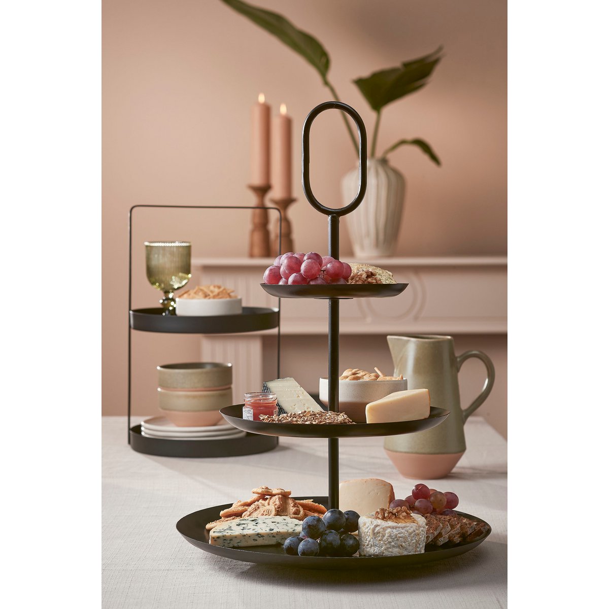 Rama Etagère 3 Laags - Metaal - Zwart - H55 x Ø38 cm