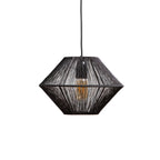 Mat zwarte hanglamp van metaal in moderne woonkamer