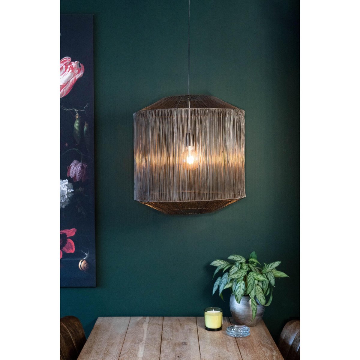 Hanglamp Metaal Antiek Brons Ø50x54cm