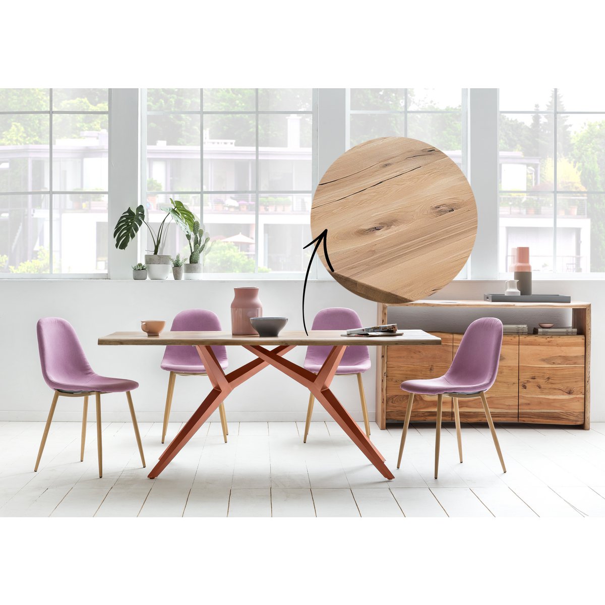 Dining table 180x100 cm with iron frame