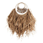 Handgemaakte raffia schelp wanddecoratie in bohemian stijl