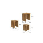 Bijzettafel Set van 3 Gerecycled Hout Bruin - L44 x B34 x H50 cm