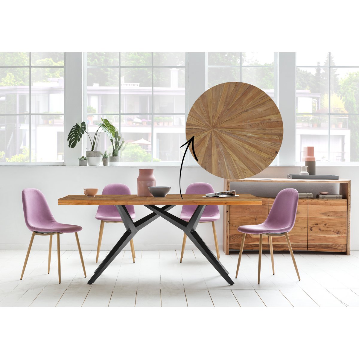 Dining table 220x100 cm Wood and Iron