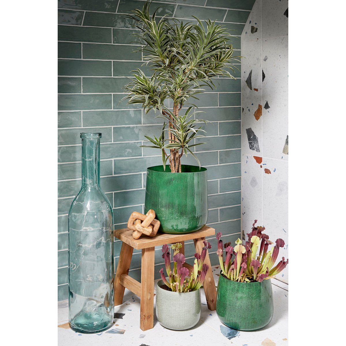 Bold Houten Krukje - Gerecycled Hout Bruin - L38 x B29 x H34 cm