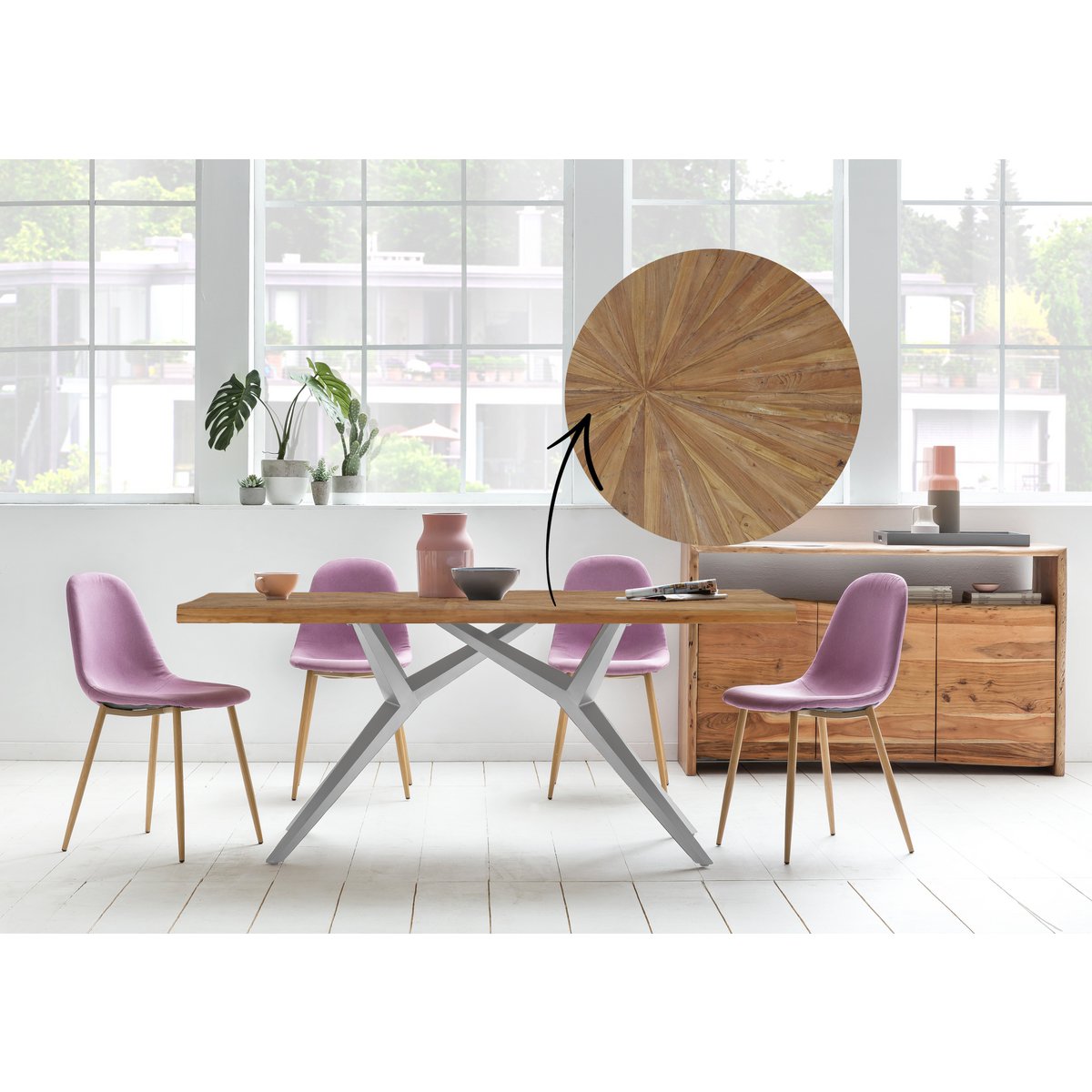 Dining table 200x100 cm Wood and Iron