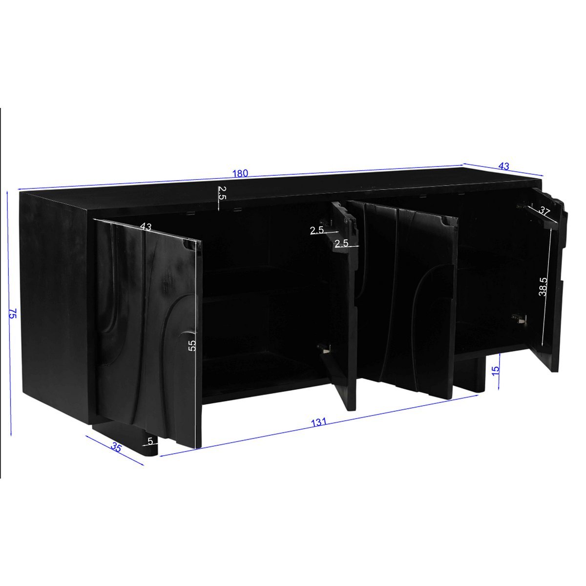 Solid Mango Wood Sideboard 180 cm