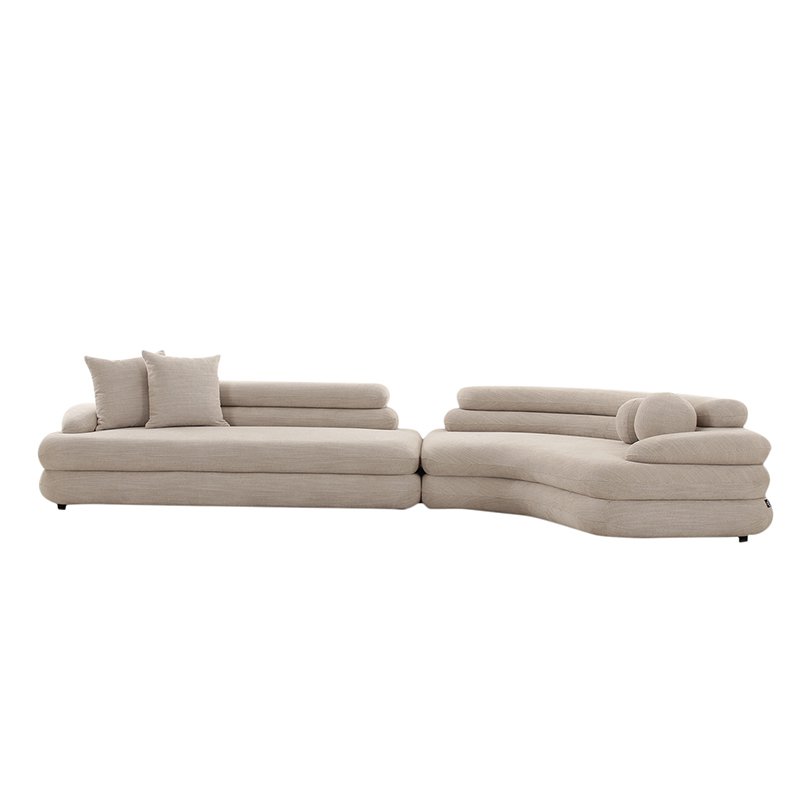 Beige 6-zits bank in moderne woonkamer