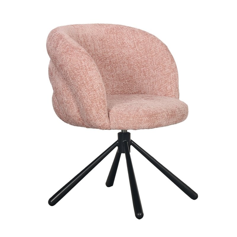 Pastel roze draaistoel met zachte bekleding in moderne woonkamer
