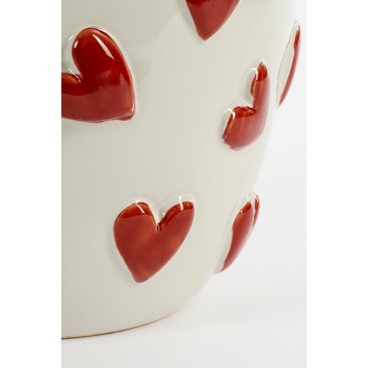 Hearts Vaas - Keramiek - H33 x Ø30 cm - Wit/Rood