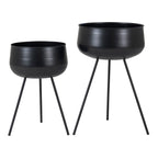 Steel Flower Pots Set of 2 - Black