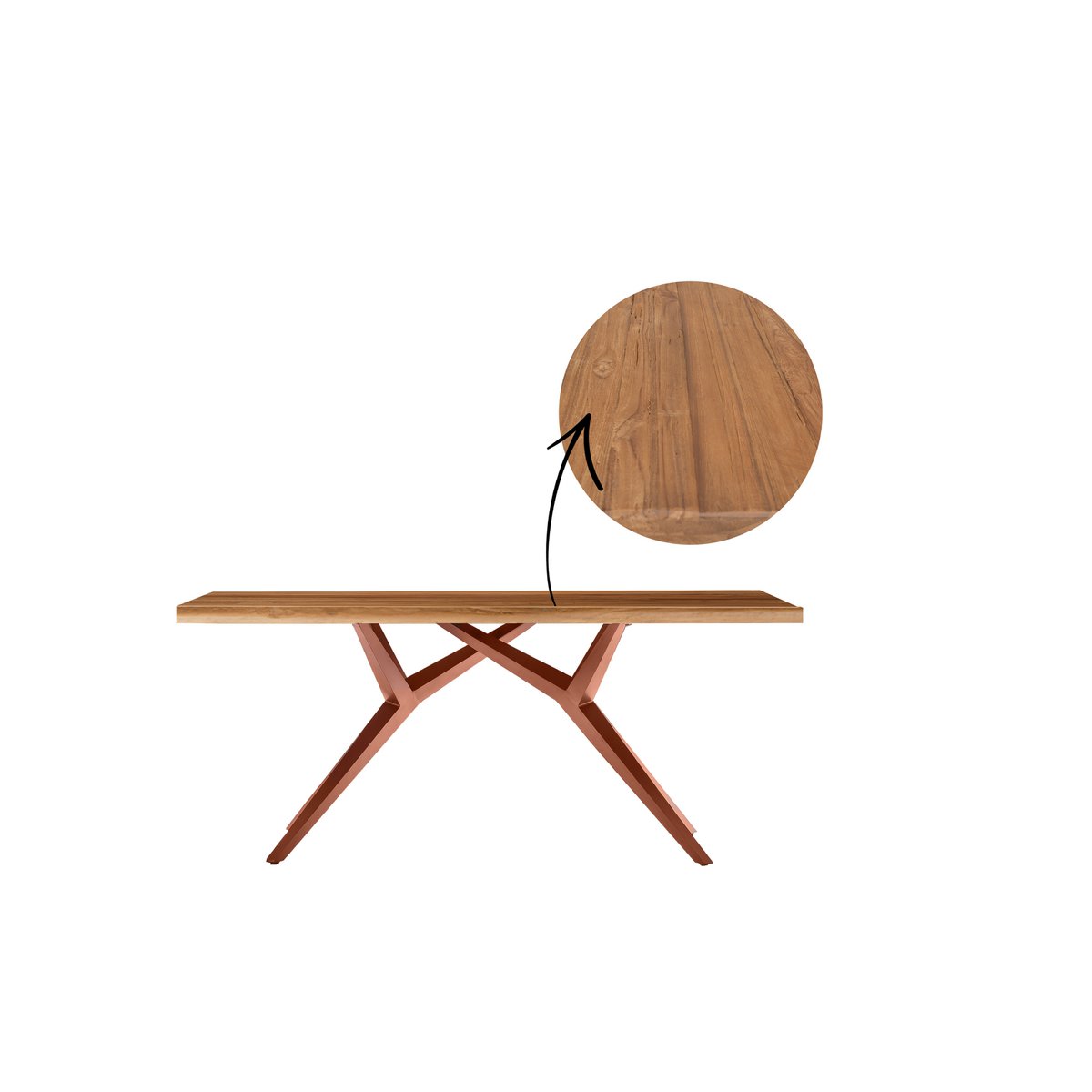 Dining table with iron frame 220x100 cm