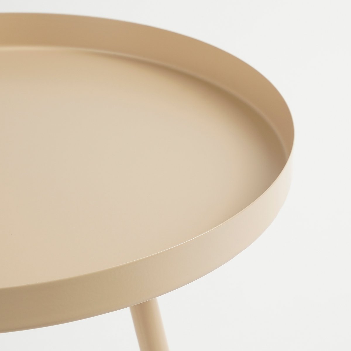 Beige Metalen Bijzettafel  - H44 x Ø40 cm