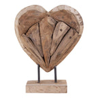 Hartvormig decoratief beeld van teakhout in een rustieke stijl
