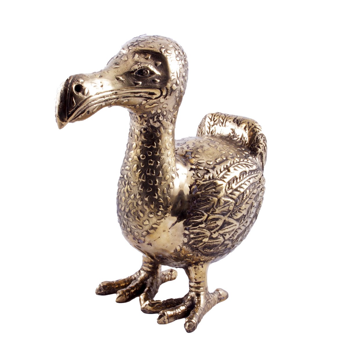 Handgemaakt messing dodo beeldje op tafel