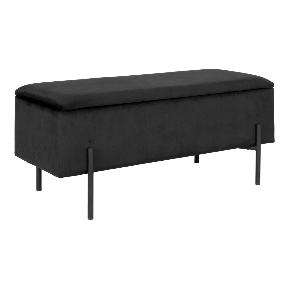 Black Velvet Bench with Storage Space 95x36.5x43 cm