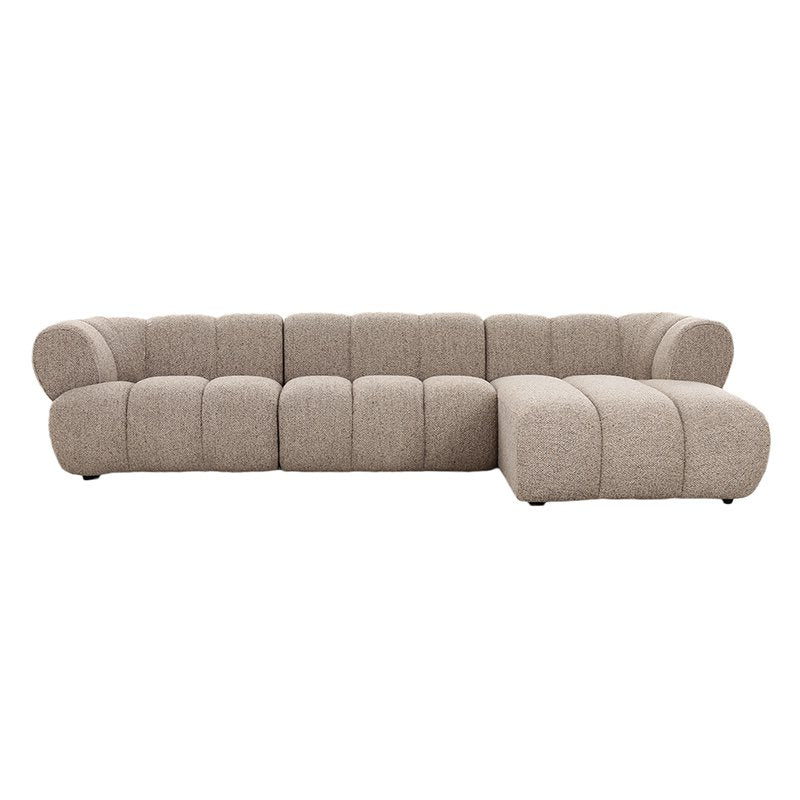 Beige 4-zits bank met rechter lounge in moderne woonkamer