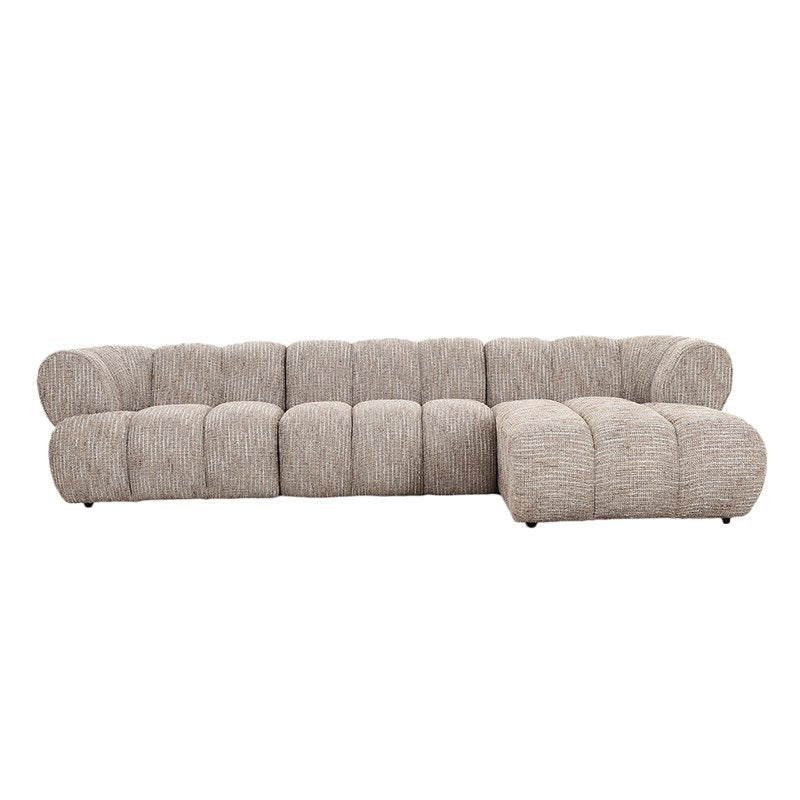 Beige 4-zits bank met rechter lounge in moderne woonkamer