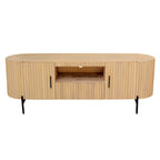 Mango wood TV cabinet with slatted design