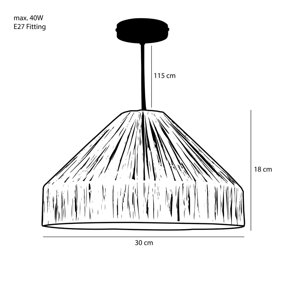 Elisa Hanglamp - Raffia - Lichtbruin - Ø30 cm