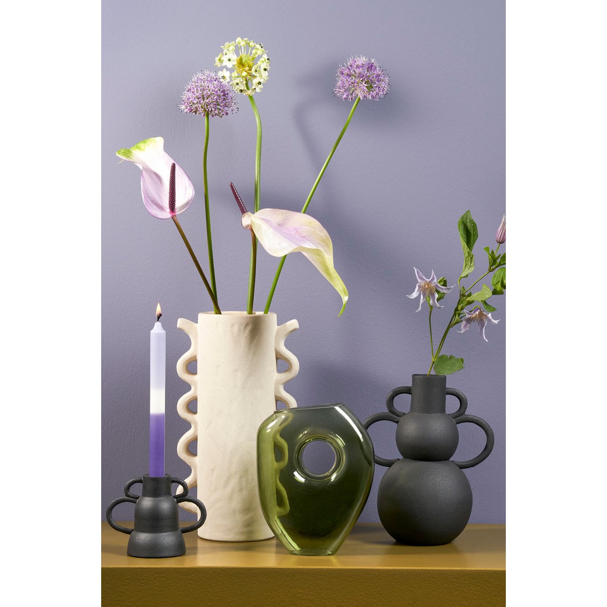 Lichtgroene Glazen Vaas L18xB8xH23 cm