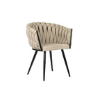 Beige Wave stoel met weefpatroon rugleuning in moderne eetkamer
