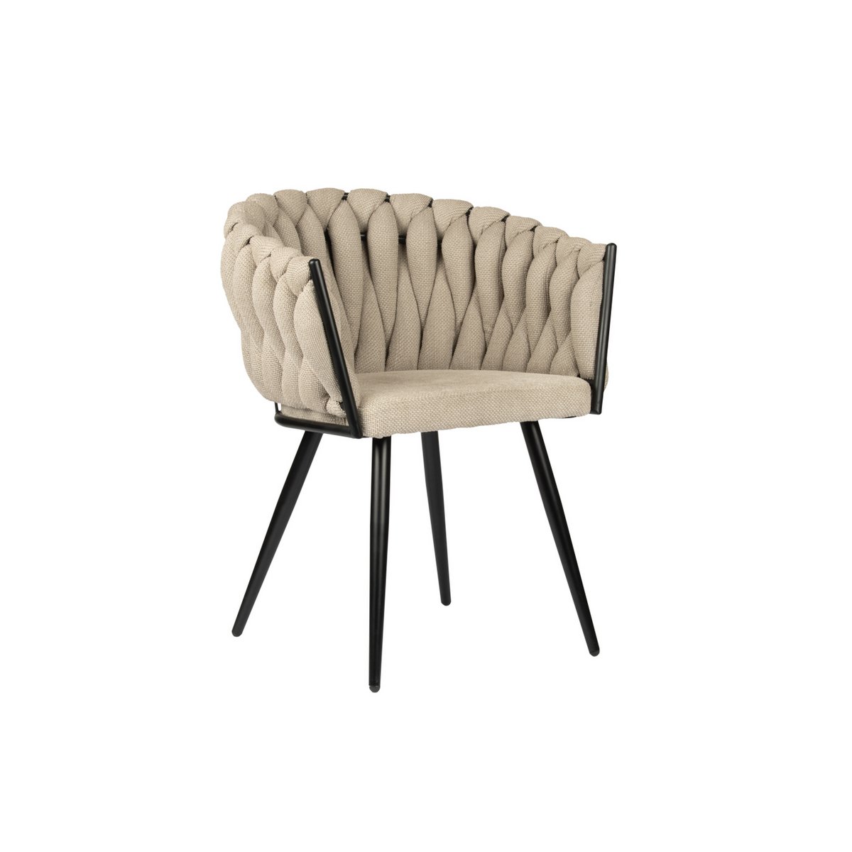 Beige Wave stoel met weefpatroon rugleuning in moderne eetkamer