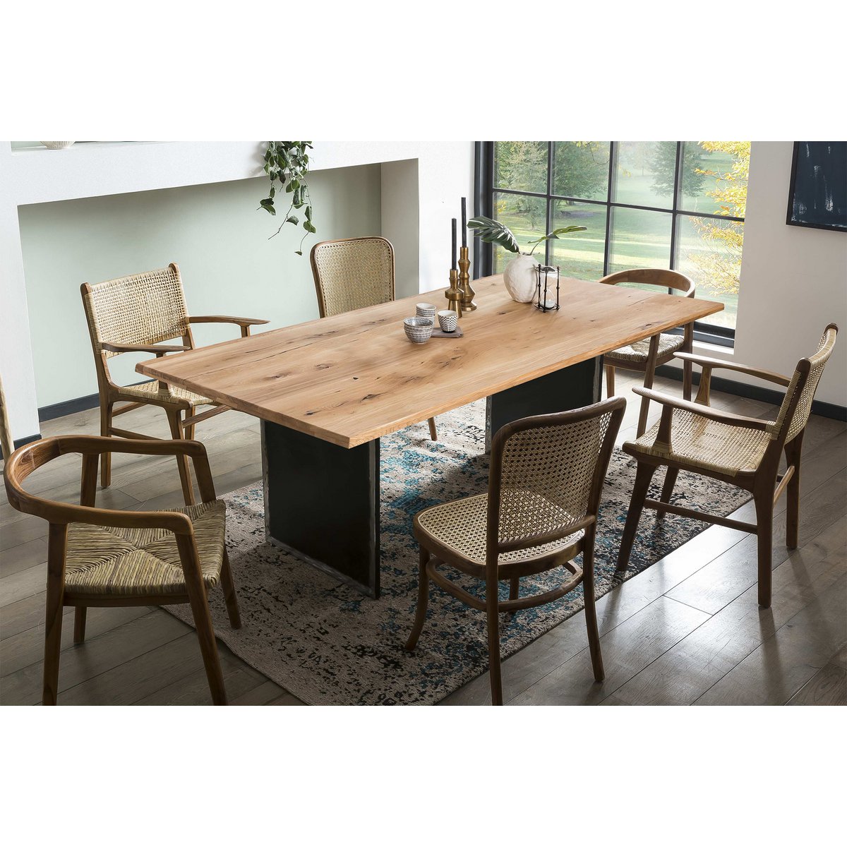 Dining table 180x100 cm Wood and Metal