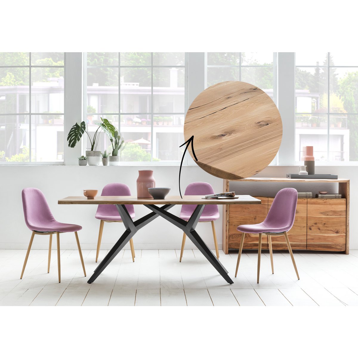 Dining table 180x100 cm with iron frame