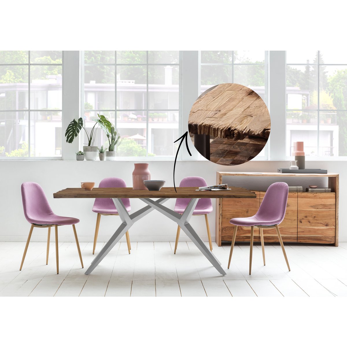 Dining table 220x100 cm with iron frame