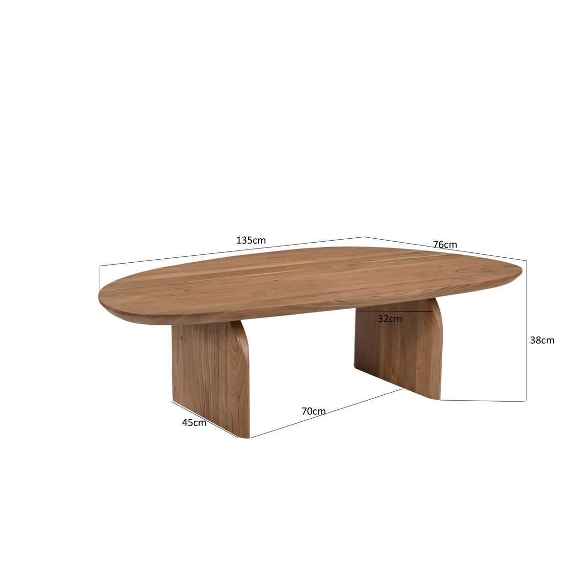 Coffee table 135x76 cm made of acacia wood